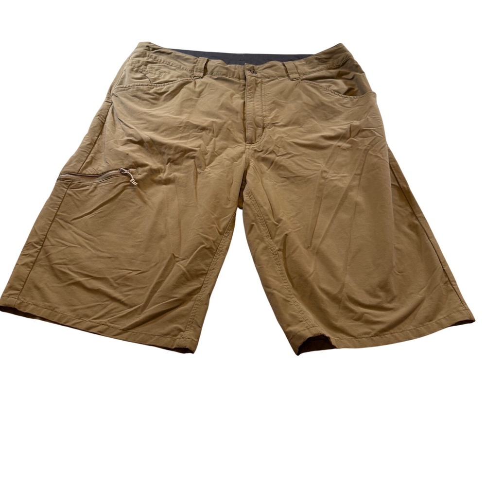 Patagonia Thrashed Wear Khaki Tan Hiking Outdoor Stretch Cargo Mens Shorts Sz 36